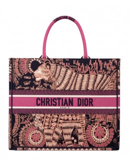 Dior Fuchsia Dior Book Tote Dior Animals Embroidered Canvsa Bag Peachblow