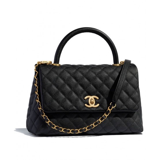C-C Flap Bag With Top Handle A92991 Black