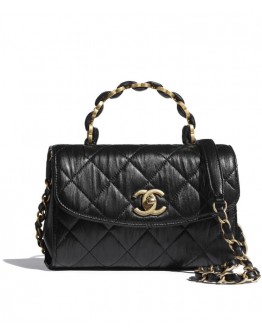 C-C Mini Flap Bag With Top Handle AS2477 Black