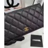 C-C Quilted Bi-fold Wallet in Caviar Black