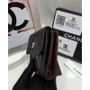 C-C Caviar Quilted Compact Flap Wallet Black