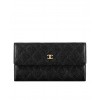 C-C Quilted Flap Wallet in Caviar Black