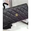 C-C Quilted Flap Wallet in Caviar Black