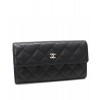 C-C Quilted Flap Wallet in Caviar Black