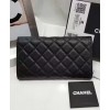 C-C Quilted Flap Wallet in Caviar Black