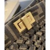 Fendi Peekaboo Iconic Mini Fabric Interlace Bag Coffee