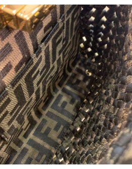Fendi Peekaboo Iconic Mini Fabric Interlace Bag Coffee