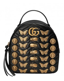 Gucci GG Marmont animal studs leather backpack 476671 Black