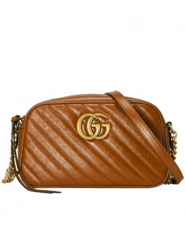 Gucci GG Marmont Small Matelasse Shoulder Bag 447632 Coffee