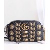 Gucci GG Marmont series animal modeling rivet shoulder bag 447632 Black