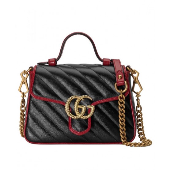 Gucci GG Marmont mini top handle bag 583571 Black