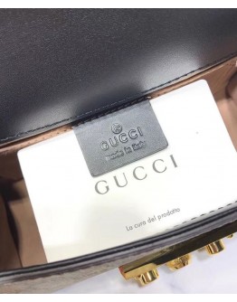 Gucci Padlock Small GG Bees Shoulder Bag 409487 Coffee