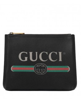 Gucci Print leather small portfolio 495665 Black