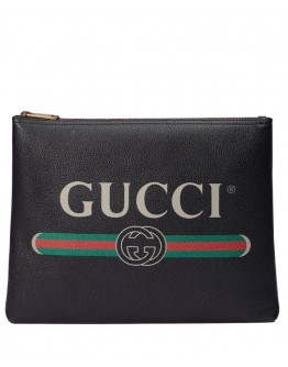Gucci Print leather medium portfolio 500981 Black