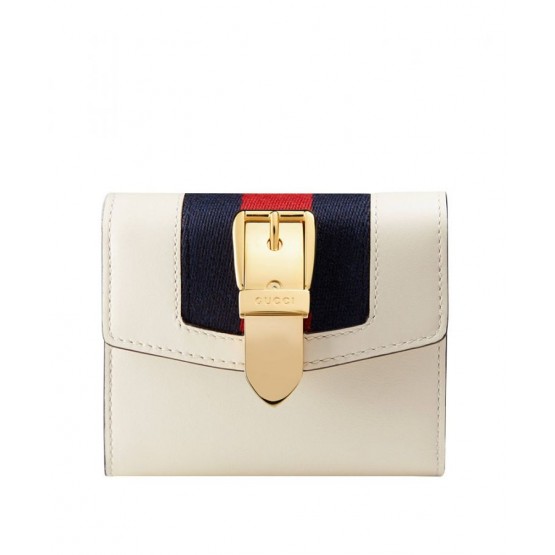 Gucci Sylvie leather wallet 476081 Cream
