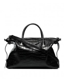 Givenchy Small Antigona Soft Bag In Crocodile Effect Leather Black