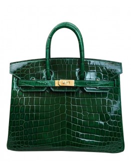Hermes Birkin 25 Crocodile leather Green