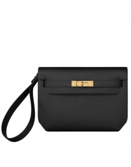 Hermes Kelly Depeches 25 Pouch Black