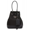 Prada Nylon and Saffiano leather bucket bag 1BE055 Black