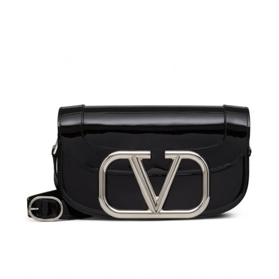 Valentino Garavani Supervee Patent Crossbody Bag Black