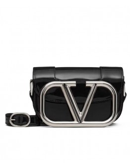 Valentino Garavani Small Supervee Patent Crossbody Bag Black