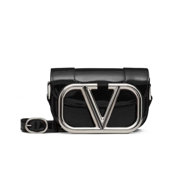 Valentino Garavani Small Supervee Patent Crossbody Bag Black