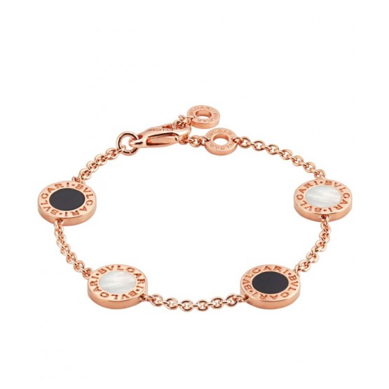 Bvlgari Rose Gold Bracelet Set With Mother-Of-Pearl And Onyx Elements 857192 Red