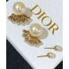 Dior White Resin Pearl Dior Tribales J Adior Antique Gold-Finish Earrings Golden