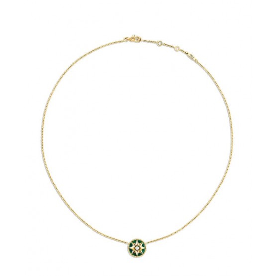 Dior Rose Des Vents Necklace 18k Yellow Gold Diamond And Malachite Green