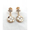 Louis Vuitton Color Blossom Long Earrings Pink Gold White Mother-Of-Pearl And Diamonds Golden