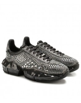 Jimmy Choo Diamond/F embellished leather sneakers