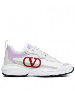 Valentino Unisex Shegoes Calfskin And Split Leather Sneaker White