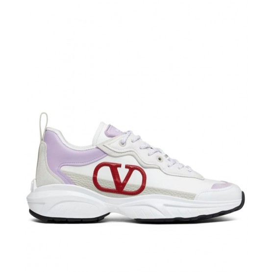 Valentino Unisex Shegoes Calfskin And Split Leather Sneaker White