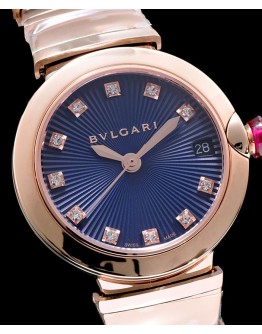 Bvlgari golden stainless steel and diamond watch Blue