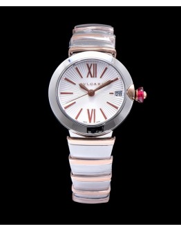Bvlgari stainless steel and diamond watch for lady White