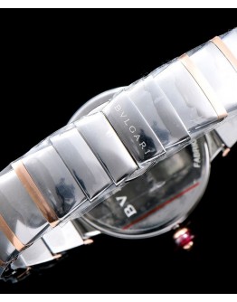 Bvlgari Lvcea 18ct pink-goldstainless steel and diamond watch White