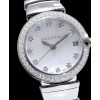 Bvlgari Lvcea White Dial Diamond Hour Markings stainless steel Case With Diamonds Two Tone Bracelet White
