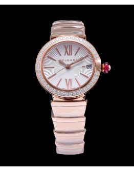 Bvlgari Lvcea Rose Gold Case With Diamonds Automatic Watch White