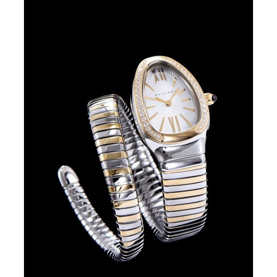 Bvlgari 18-carat gold and steel watch White