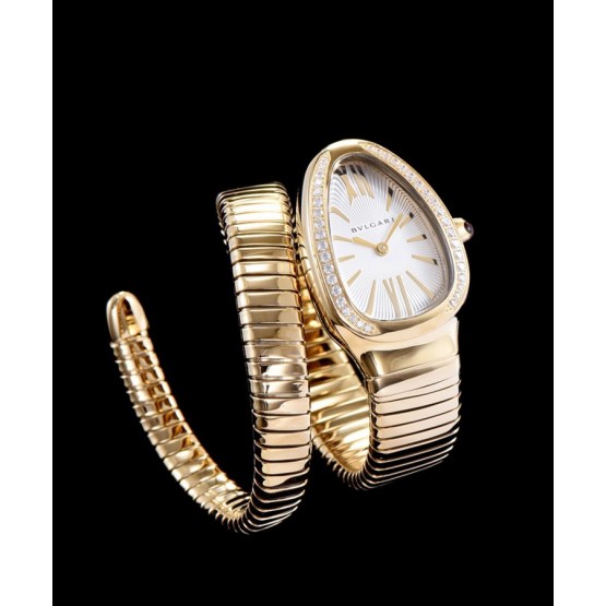 Bvlgari 18ct gold and diamond watch White