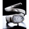 Bvlgari sliver tone stainless steel and diamond watch White