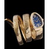 Bvlgari 35mm 18K Pink Gold Serpenti Tubogas Diamond Watch Blue