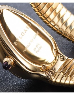 Bvlgari 35mm 18K Pink Gold Serpenti Tubogas Diamond Watch Blue