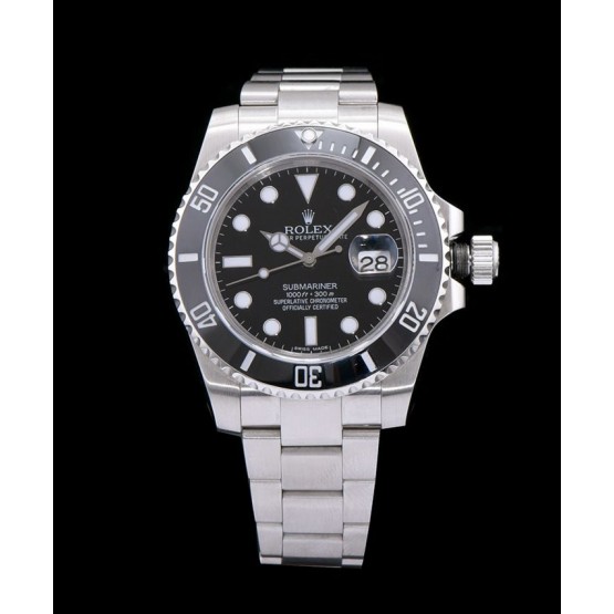 Rolex Stainless Steel Submariner Watch Black