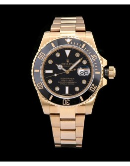 Rolex Ceramic Submariner Watch Full Gold Black