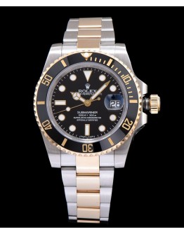 Rolex Submariner Two Tone Oyster Perpetual Watch Black