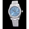 Rolex Stainless Steel President Watch With Diamond Blue
