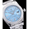 Rolex Stainless Steel President Watch With Diamond Blue