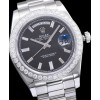 Rolex Stainless Steel President Watch With Diamond Black
