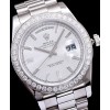 Rolex Stainless Steel President Watch With Diamond White